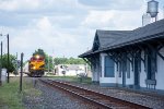 A westbound train approaches the old Liberty Depot 